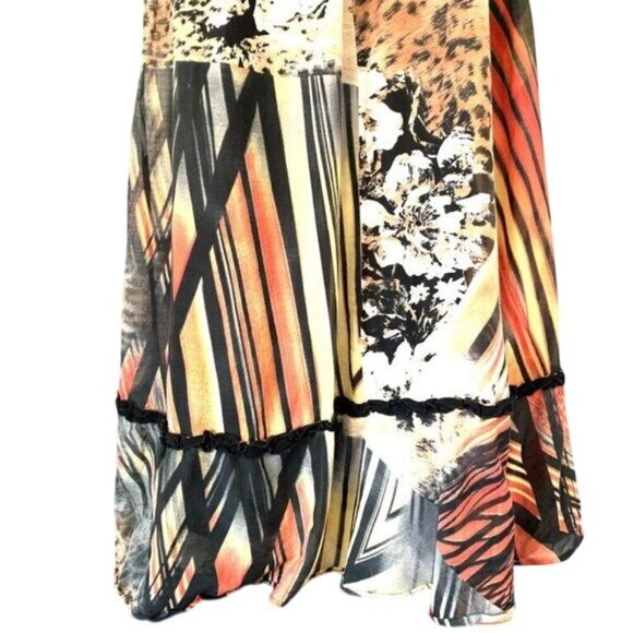 Alysi Strapless Boho Maxi Dress Size 6 Smocked Bodice Silk Patchwork Design - Picture 3 of 8